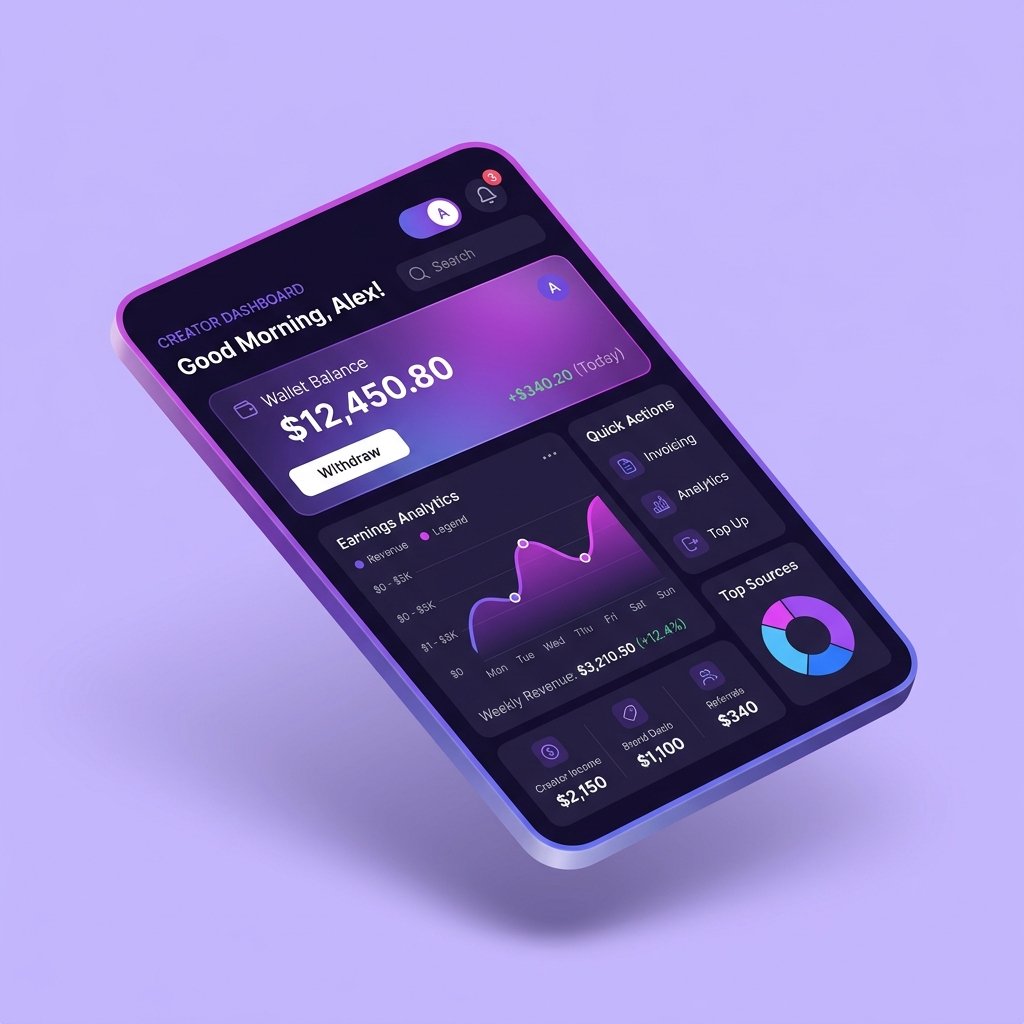Creator mobile application dashboard