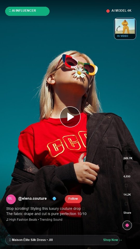 AI fashion influencer OOTD try-on haul video ad